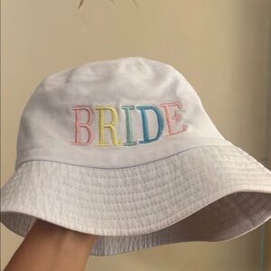 BRIDE Embroidered White Bucket Hat